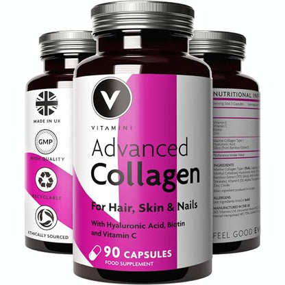 Premium Collagen Supplements for Women - High Strength Marine Collagen with Hyaluronic Acid, Biotin, Vitamin C & E