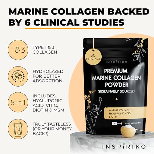 Marine Collagen Powder for Women - Marine Collagen with Hyaluronic Acid, Vitamin C