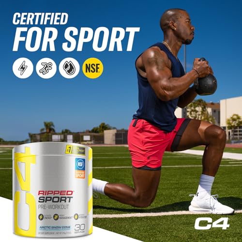 C4 Ripped Sport Pre Workout Powder Arctic Snow Cone - NSF Certified for Sport