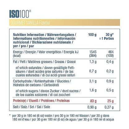 Dymatize ISO 100 Hydrolyzed Gourmet Vanilla 932g - Whey Protein Hydrolysat + Isolat Powder