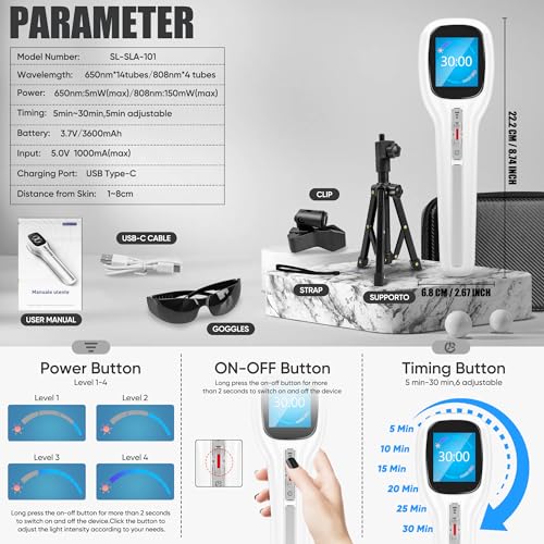 Body/Pet Red Light Device, Four Modes and Timing Settings - Handheld and Portable to Treat Body Pain