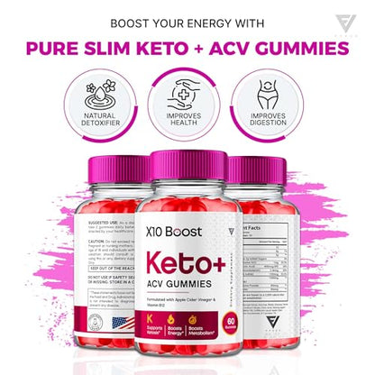 (2 Pack) X10 Boost Keto ACV Gummies, X10 Keto Boost Gummies Advanced Weight Loss