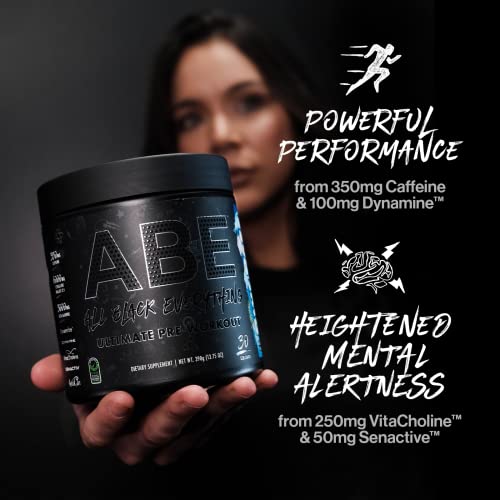 ABE Pre Workout Powder - All Black Everything Pre Workout Energy Drink with Citrulline Malate & Beta Alanine | for Pump, Energy, Performance (30 Servings) (Sour Gummy Bear)