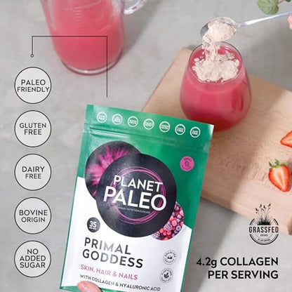 Planet Paleo Primal Goddess -Pure Collagen with Hyaluronic Acid and Zinc (210g, 35 Servings)