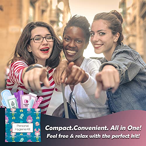 3 x Menstrual All-in-One Kits - Assorted Colors | Convenience on The Go | Single Period Kit Packs