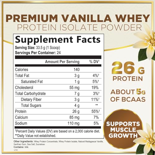 Hello Lovely! Whey Protein Powder, Vanilla Flavored Whey Isolate with 26g Protein