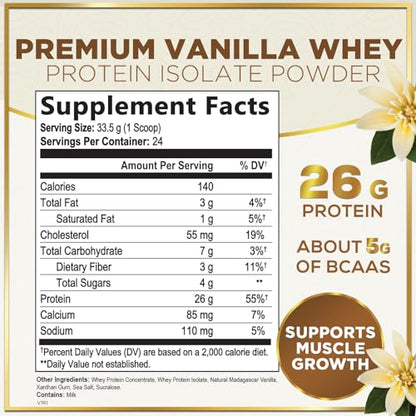 Hello Lovely! Whey Protein Powder, Vanilla Flavored Whey Isolate with 26g Protein