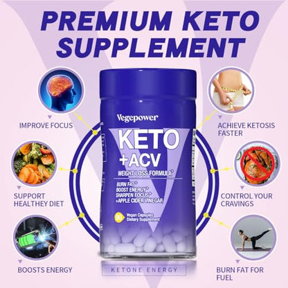 Strength Keto Pills + ACV for Men & Women - Exogenous Ketones Keto Supplements