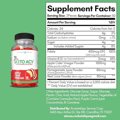 ALL.FOR.YOU. Keto ACV Gummies 60 Gummies - Advanced Weight Loss Formula with 1000 MG