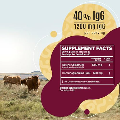 Bovine Colostrum Powder - 40% IgG Highly Concentrated Pure Bovine Colostrum