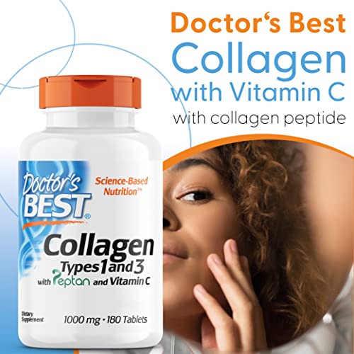 Doctor's Best, Collagen Types 1 and 3, Peptane & Vitamin C, 1,000mg, 180 Tablets