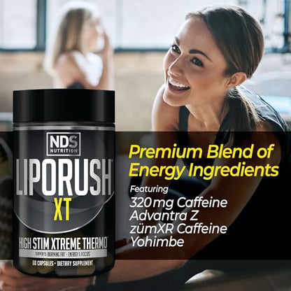 LIPORUSH NDS Nutrition XT - Super Concentrated Thermogenic with L-Carnitine & Teacrine