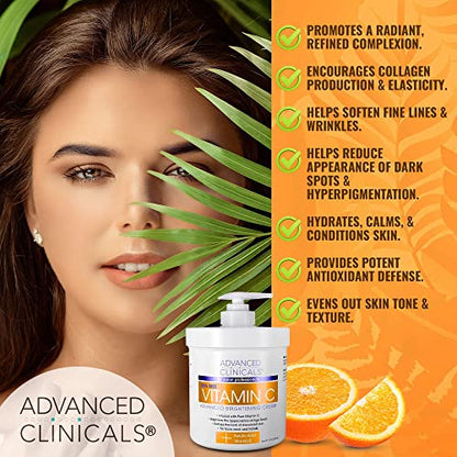 Advanced Clinicals Vitamin C Face & Body Cream Moisturizing Skin Care Lotion, Anti