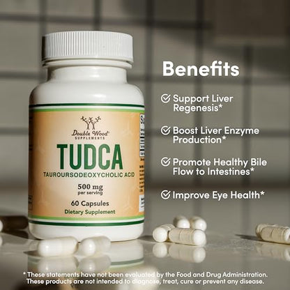 TUDCA Bile Salts Liver Support Supplement, 500mg Servings, Liver and Gallbladder