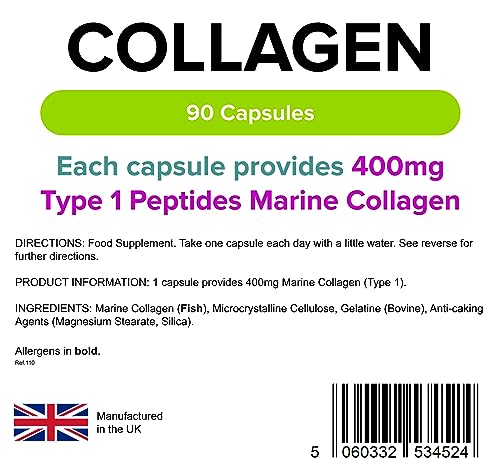 Lindens Collagen (Marine) 400mg Capsules - 90 Pack - Marine Source Hydrolysed Collagen