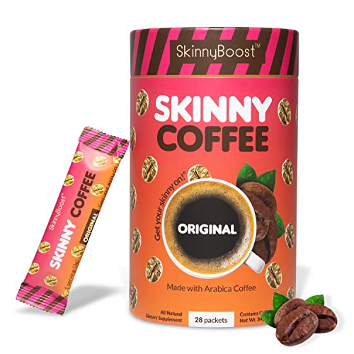 Skinny Boost Skinny Coffee- (Unflavored) Instant Sticks Made with Arabica Coffee, Garcinia