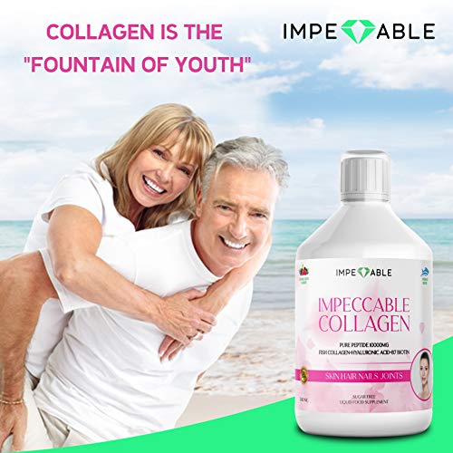 IMPECCABLE Collagen 10.000mg hydrolyzed Sugar Free Liquid Marine Collagen | Supplements for Women and Men