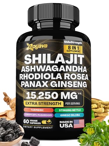 Zoyava Shilajit Pure Himalayan 9000MG,Energy Booster Ashwagandha 2000MG