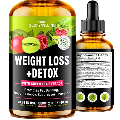 Glory Will Inc Weight Loss Drops Natural Detox Made in USA - Diet Drops for Fat Loss 