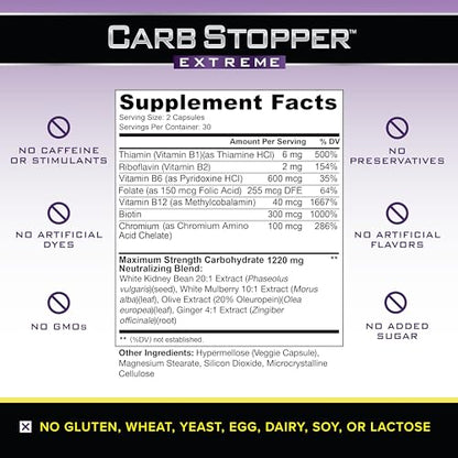 Carb Stopper Extreme (3 Bottles Maximum Strength, Natural Carbohydrate and Starch