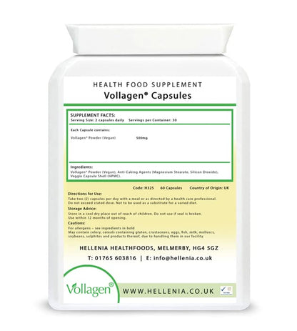 Hellenia Vollagen 500mg - 60 Capsules - Vegan Collagen