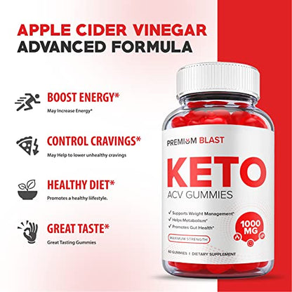 (2 Pack) Premium Blast Keto Gummies - Official Formula, Vegan - Premium Blast Keto ACV