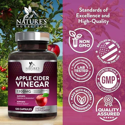 Apple Cider Vinegar Capsules for Detox and Cleanse, Digestion and Immune Support