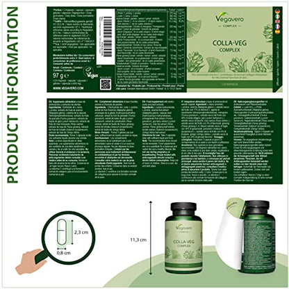 Vegavero Vegan Collagen Supplement | 2000mg | Complex with L-Lysine, L-Proline, Vitamin C (Acerola) & Superfoods Extracts