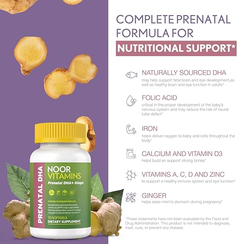 Noor Vitamins Halal Prenatal Vitamins with DHA and Folic Acid, Essential Vitamins