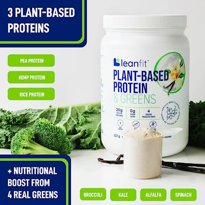 LeanFit Plant-Based Protein & Greens Natural Vanilla – 20g Plant Protein + 4 Leafy Greens