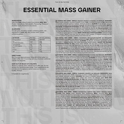 Bulk Essential Mass Gainer, Protein Shake for Weight Gain, Vanilla, 2.5 kg