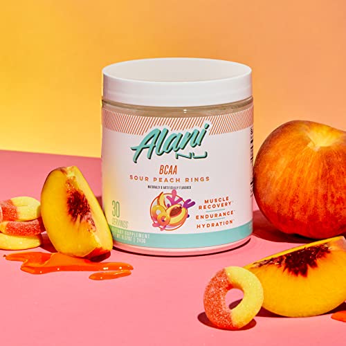 Alani Nu Island Crush Pre Workout and BCAA Sour Peach Rings Post Workout Powder Bundle | L-Theanine, Beta-Alanine, Citrulline | Branch Chain Essential Amino Acids | 30 Servings per Container