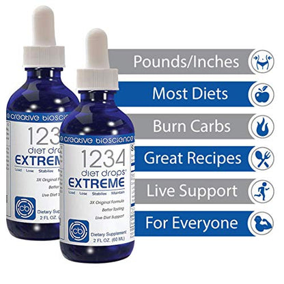 Creative Bioscience 1234 Diet Drops Extreme, 2 Fl Oz (Twin Pack)