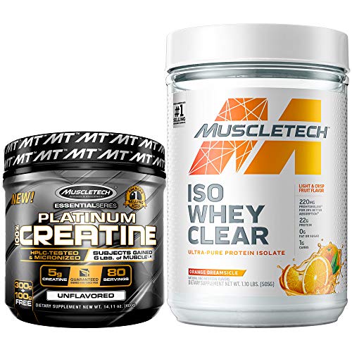 MuscleTech Creatine + Whey Protein Isolate Bundle Platinum Creatine Iso Whey Clear