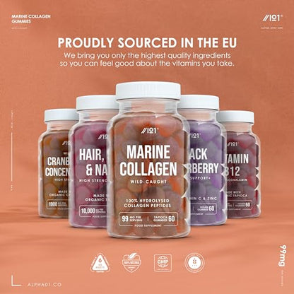 Marine Collagen Gummies - Wild-Caught Marine - Tapioca Based - High Potency Hydrolysed Marine Collagen Gummies