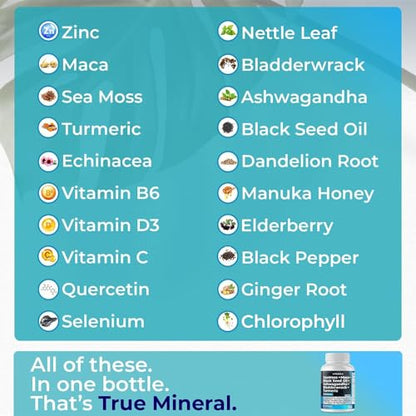 Sea Moss 3000mg Maca 1000mg Black Seed Oil 2000mg Ashwagandha 1000mg Bladderw