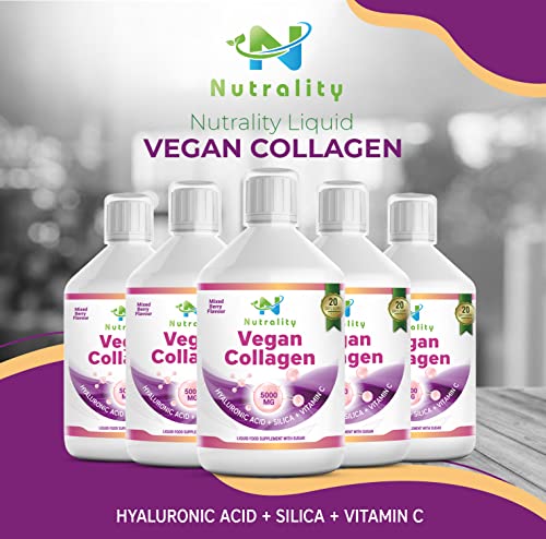 Nutrality Vegan Liquid Collagen | Premium-Grade 5000mg Hydrolyzed Collagen Peptides with Silica, Biotin