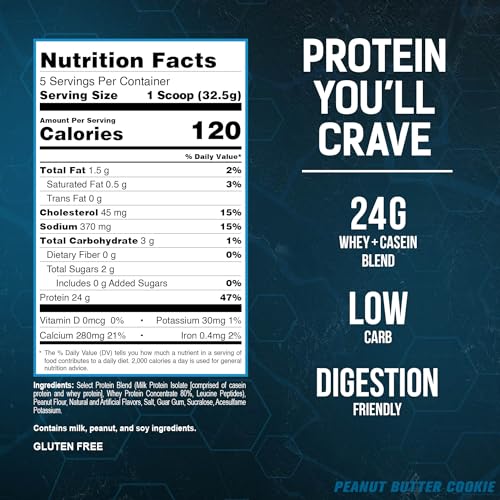 PEScience Select Low Carb Protein Powder, Peanut Butter Cookie, 5 Serving, Keto Friendly