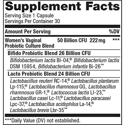 Renew Life Women's Probiotic Capsules, 50 Billion CFU Guaranteed, Supports pH Balance