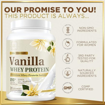 Hello Lovely! Whey Protein Powder, Vanilla Flavored Whey Isolate with 26g Protein