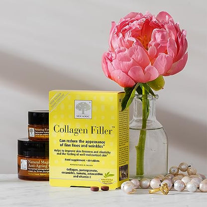 New Nordic Skin Care Collagen Filler 60 Tablets - Reduce The Formation of Wrinkles with Marine Collagen