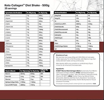 K-GEN Diet Shake Meal Replacement Keto Collagen Powder | Multi Collagen Protein with MCT Oil, Vitamin C