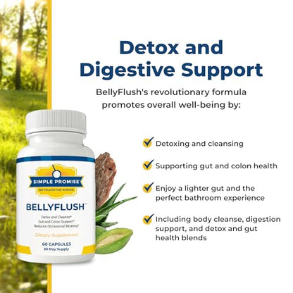 Simple Promise - BellyFlush - Detox and Colon Cleanse - Supports Digestive Health, 60 Capsules