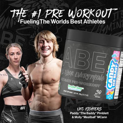 ABE Pre Workout Powder - All Black Everything Pre Workout Energy Drink with Citrulline Malate & Beta Alanine | for Pump, Energy, Performance (30 Servings) (Sour Gummy Bear)