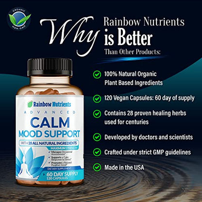 28 in 1 Calm Mood Support Supplement- Natural Happy Pills for Occasional Anxiousness