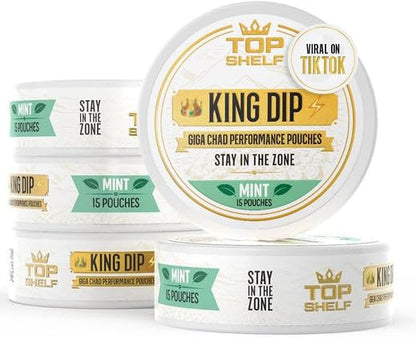 Top Shelf King Dip, Nootropic Energy Caffeine Pouches for Alpha Performance, Focus