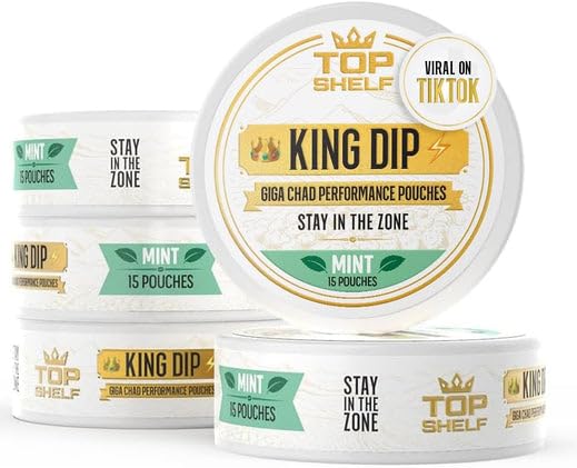 Top Shelf King Dip, Nootropic Energy Caffeine Pouches for Alpha Performance, Focus