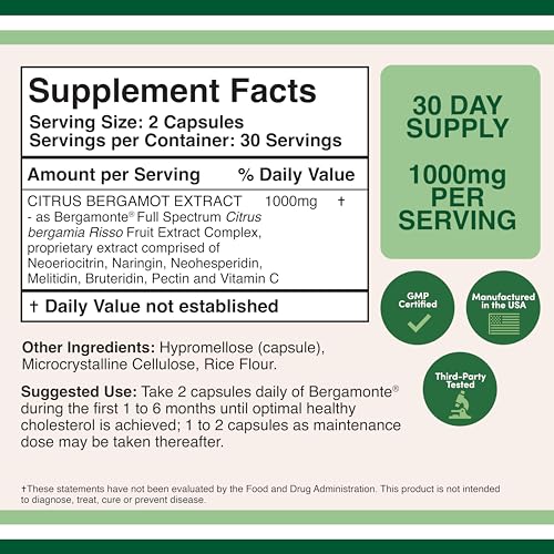 Citrus Bergamot Supplement - Only Patented, Clinically Proven Bergamot Extract - 1,000mg