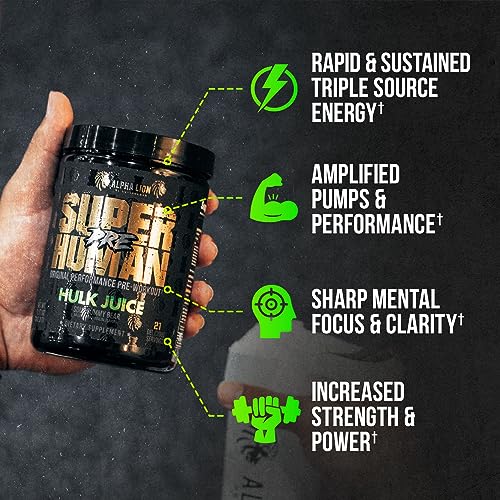 ALPHA LION Superhuman Pre Workout Powder & Post Workout Recovery Bundle, Sustained Energy & Focus + Lean Muscle Growth, Strength & Volume (Hulk Juice & Gainy Smith Apple)